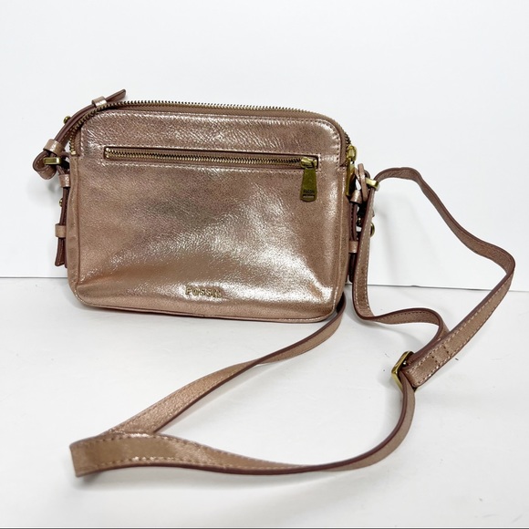 Fossil Handbags - Fossil Rose Gold Metallic Leather Bag